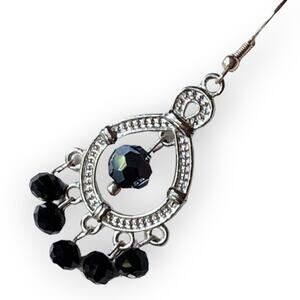 Dainty silver and black boho earrings